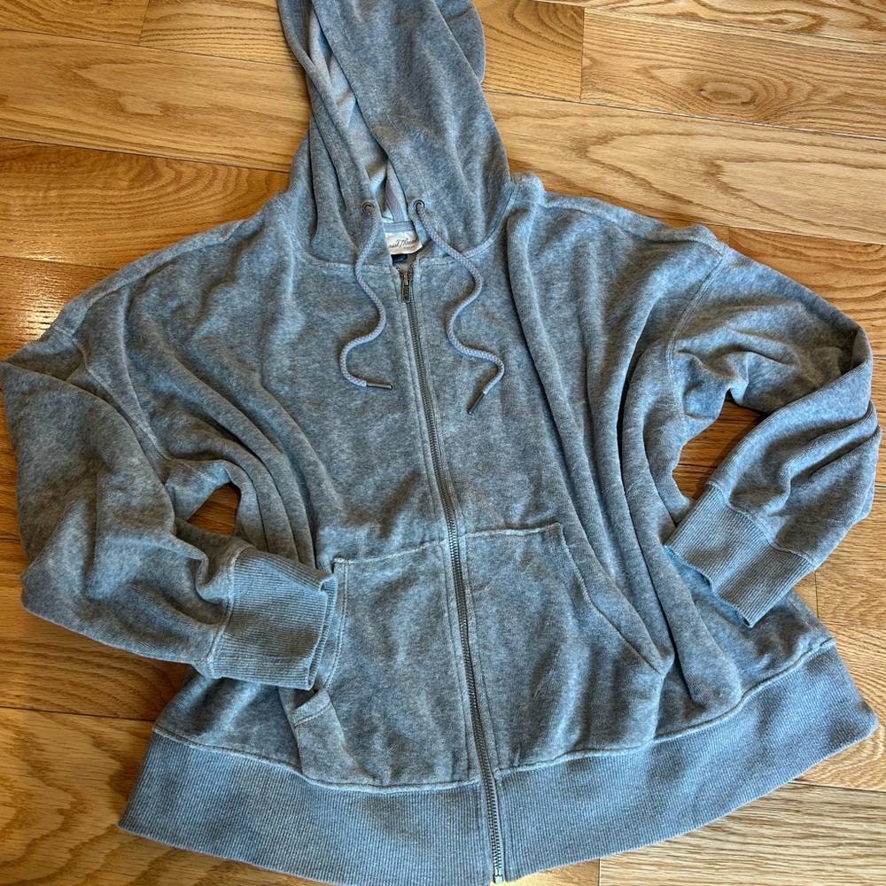 Universal Thread Gray Full-Zip Hoodie with Hood and Drawstrings